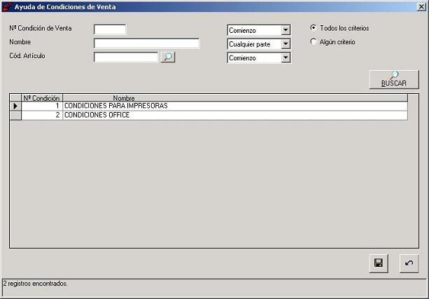Ayuda Condiciones de Venta