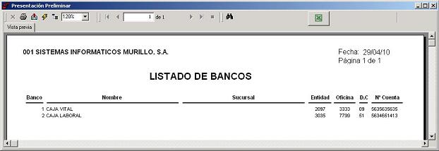 Listado de Bancos