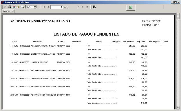 Listado de Pagos