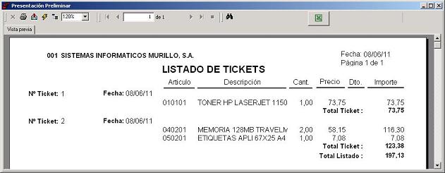 Listado de Tickets (Detallado)