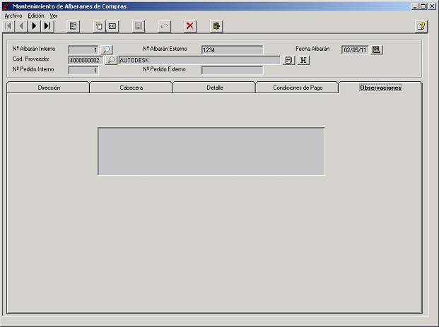Albaranes de Compras - Observaciones