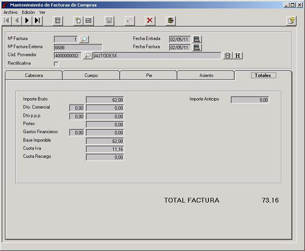 Facturas de Compras - Totales