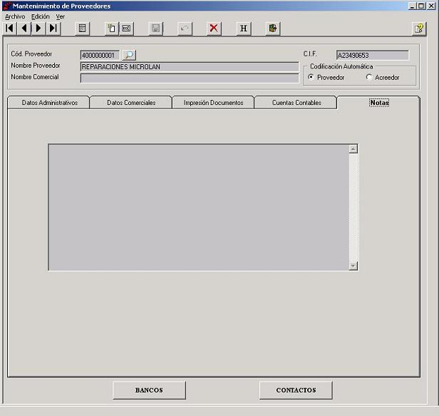 Proveedores - Notas
