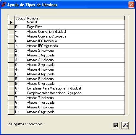 Ayuda Tipos de Nminas