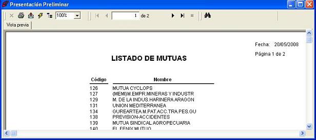 Listado de Mtuas