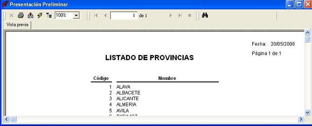 Listado de Provincias