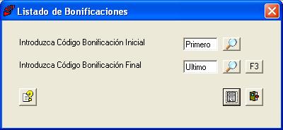Listado de Bonificaciones