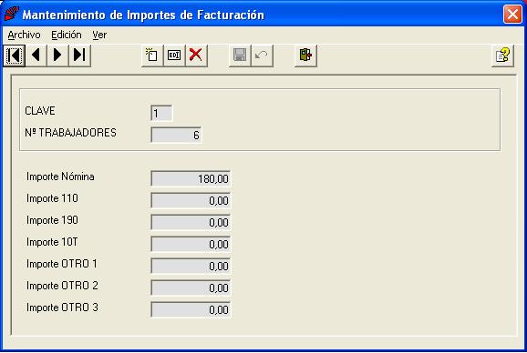 Mantenimiento de Importes Facturacin