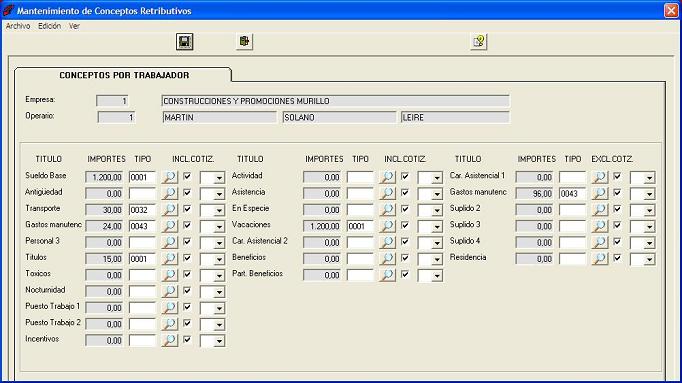 Mantenimiento de Conceptos Salariales