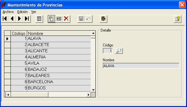 Mantenimiento de Provincias